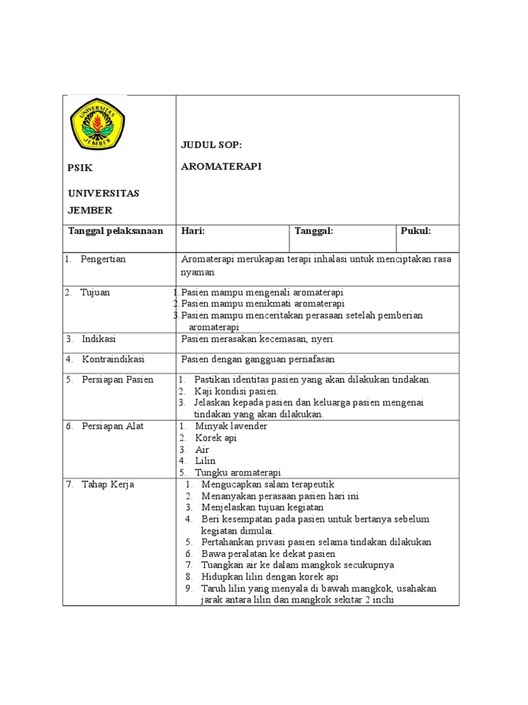 SOP Aromaterapi Buat Sendiri