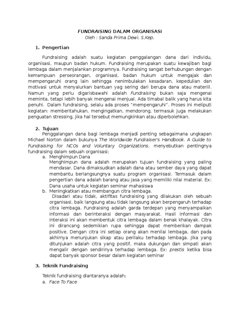 Fundraising Dalam Organisasi Doc