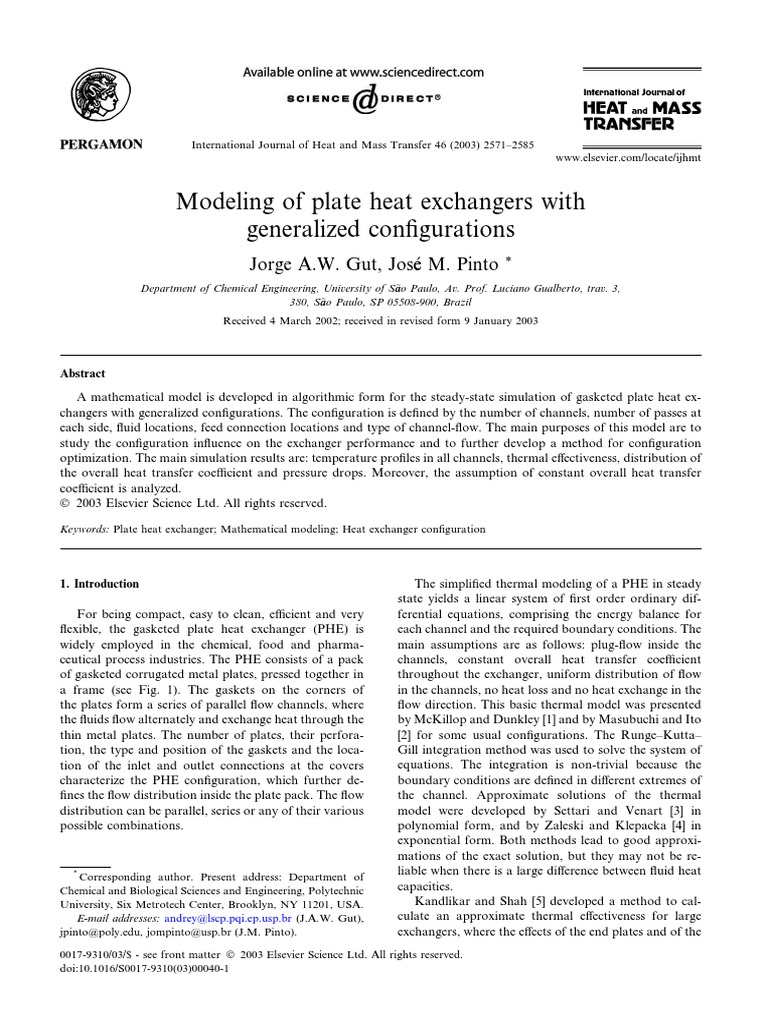 Plate Heat Exchanger Modeling | PDF | Heat Transfer | Fluid Dynamics