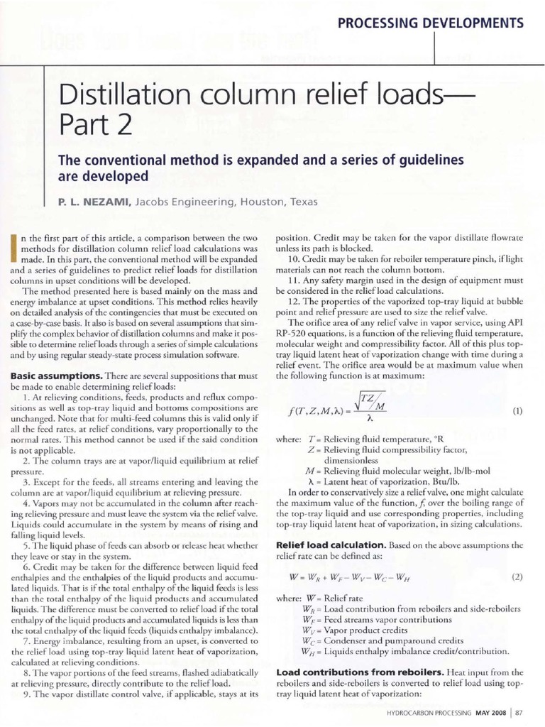 Distillation Column Relief Loads - Part 2 | PDF