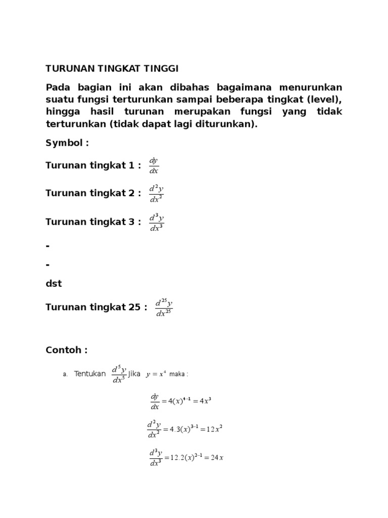 Turunan Tingkat Tinggi
