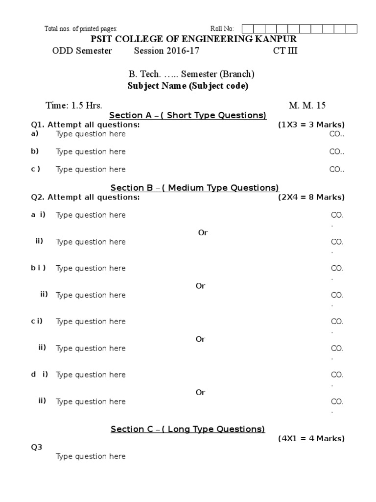 Class Test Pattern (3) - COE | PDF