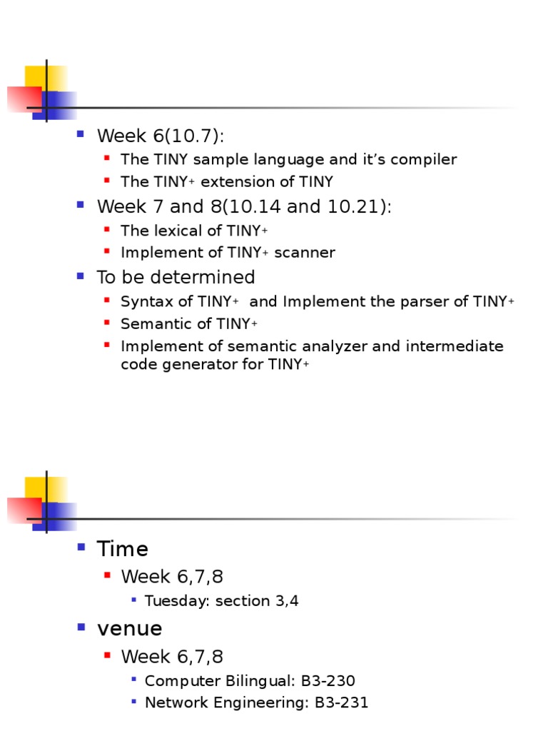 TINY Language and Compiler Overview | PDF | Compiler | Parsing