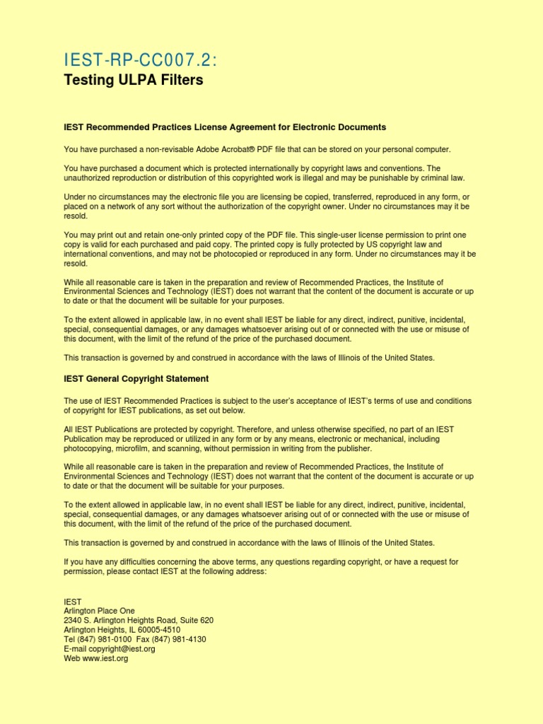 Iestrpcc007 2009 Ulpa Filters PDF Aerosol Calibration
