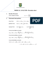 MA 2215 NUMERICAL ANALYSIS - Formulae Sheet: 1. Iterative Processes
