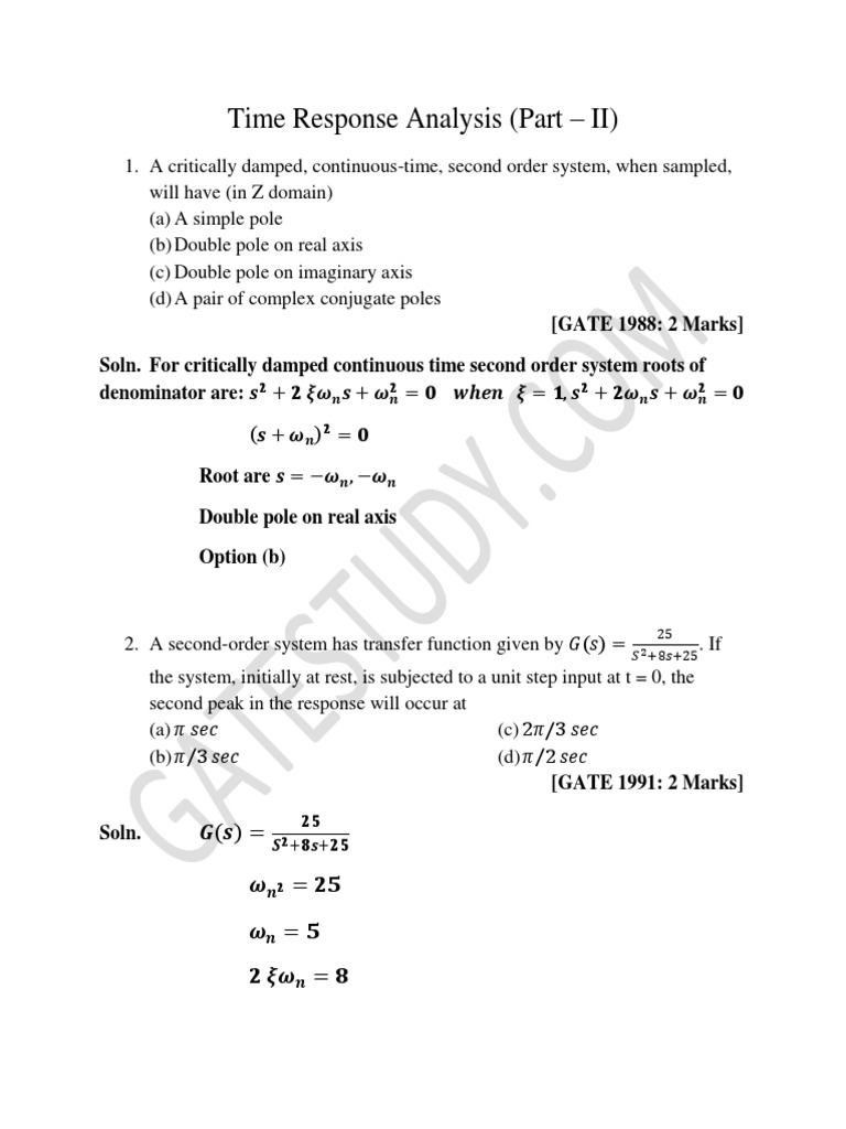Time Response Analysis for Control Systems | PDF | Control Theory ...