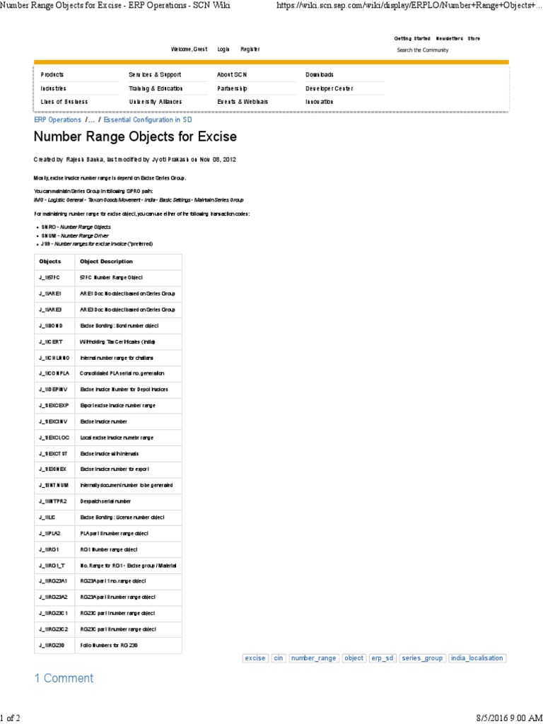 Number Range Objects For Excise - ERP Operations - SCN Wiki | PDF