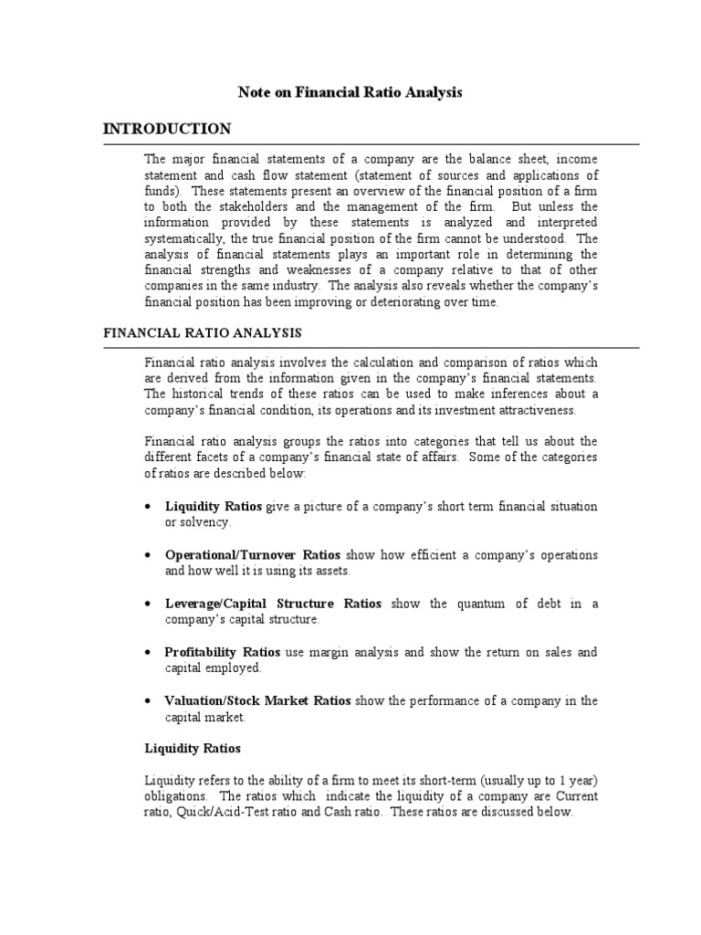 Financial Ratio Analysis Overview | PDF | Dividend | Debt