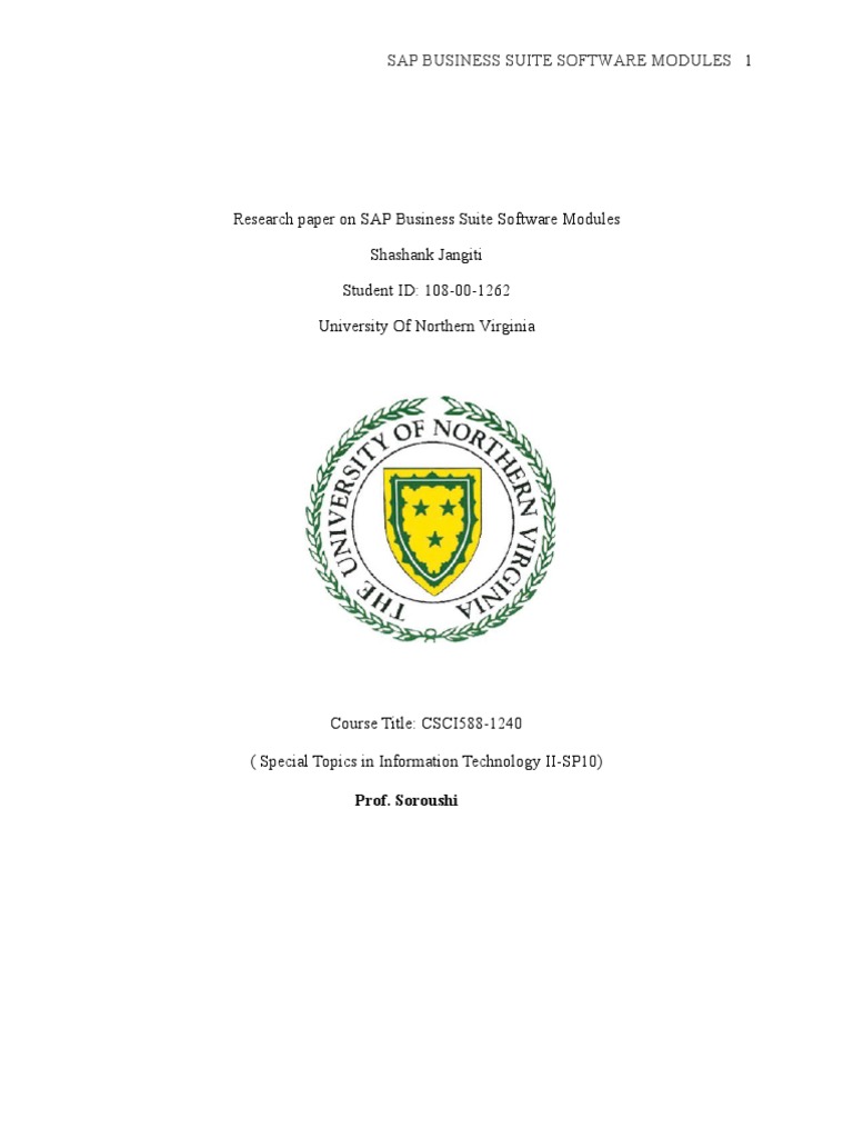 Research paper on sap business suite software modules