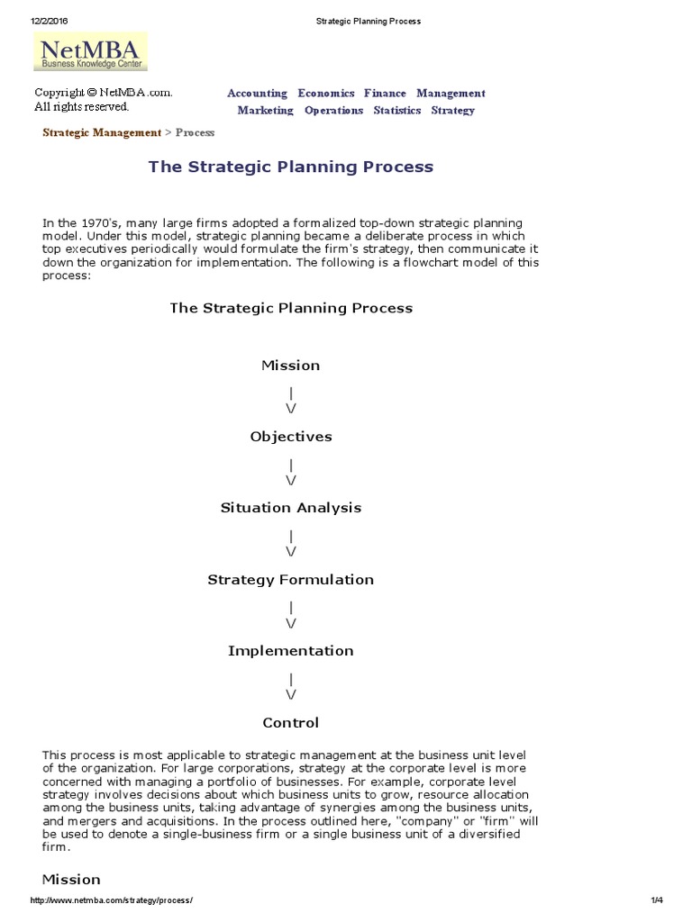 Strategic Planning Process | PDF | Strategic Management | Strategic ...