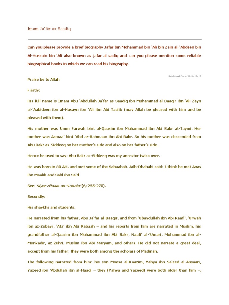 Imam Jafar As Sadiq Pdf Ali Muhammad