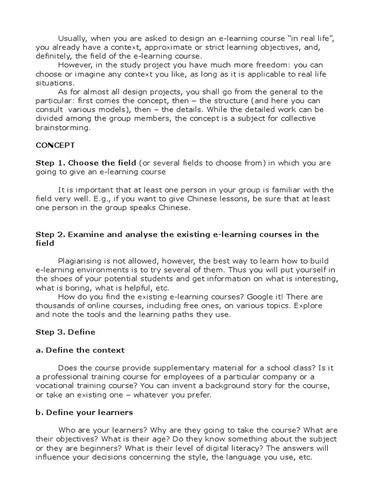 Guidelines For E-Learning Project | PDF | Educational Technology | Pedagogy
