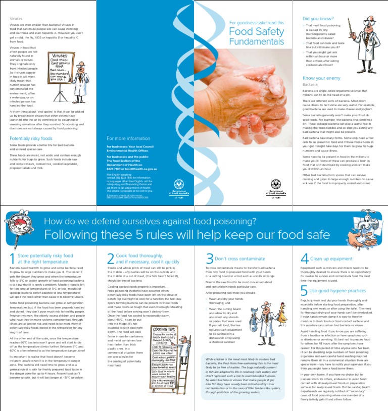 Food Safety Fundamentals (Pamplet) | PDF | Foodborne Illness | Virus
