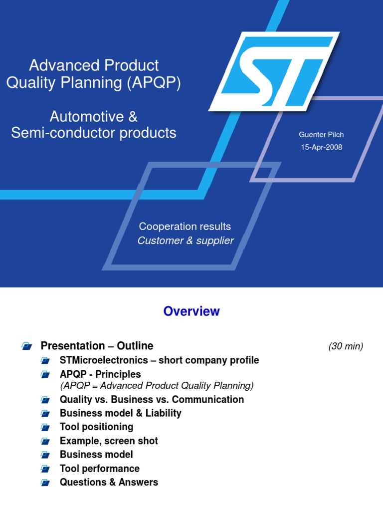 Advanced Product Quality Planning and Control Plan PDF Project