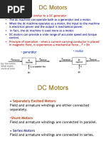 DC Motors: - Construction Very Similar To A DC Generator