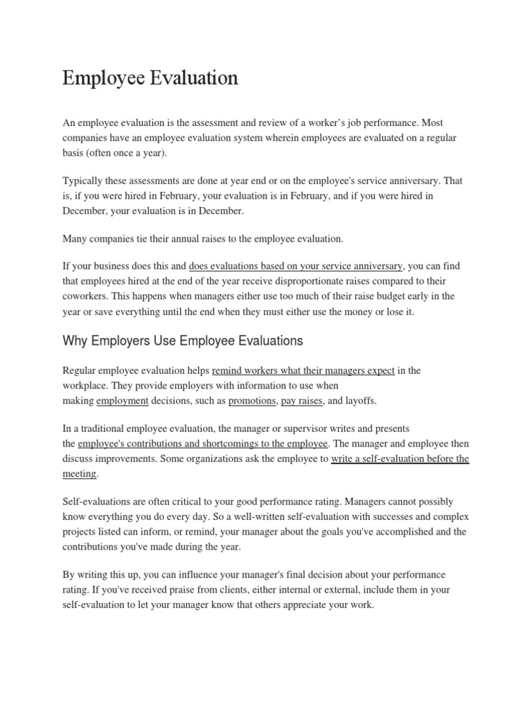 Employee Evaluation  Performance Appraisal  Goal
