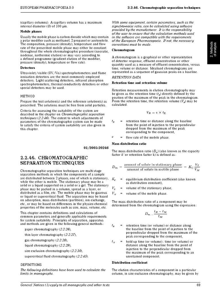2.2.46. Chromatographic Separation Techniques PDF | PDF | Elution ...