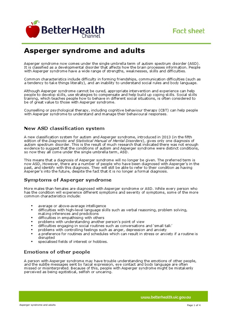 Asperger Syndrome And Adults New Asd Classification System Asperger Syndrome Autism Spectrum