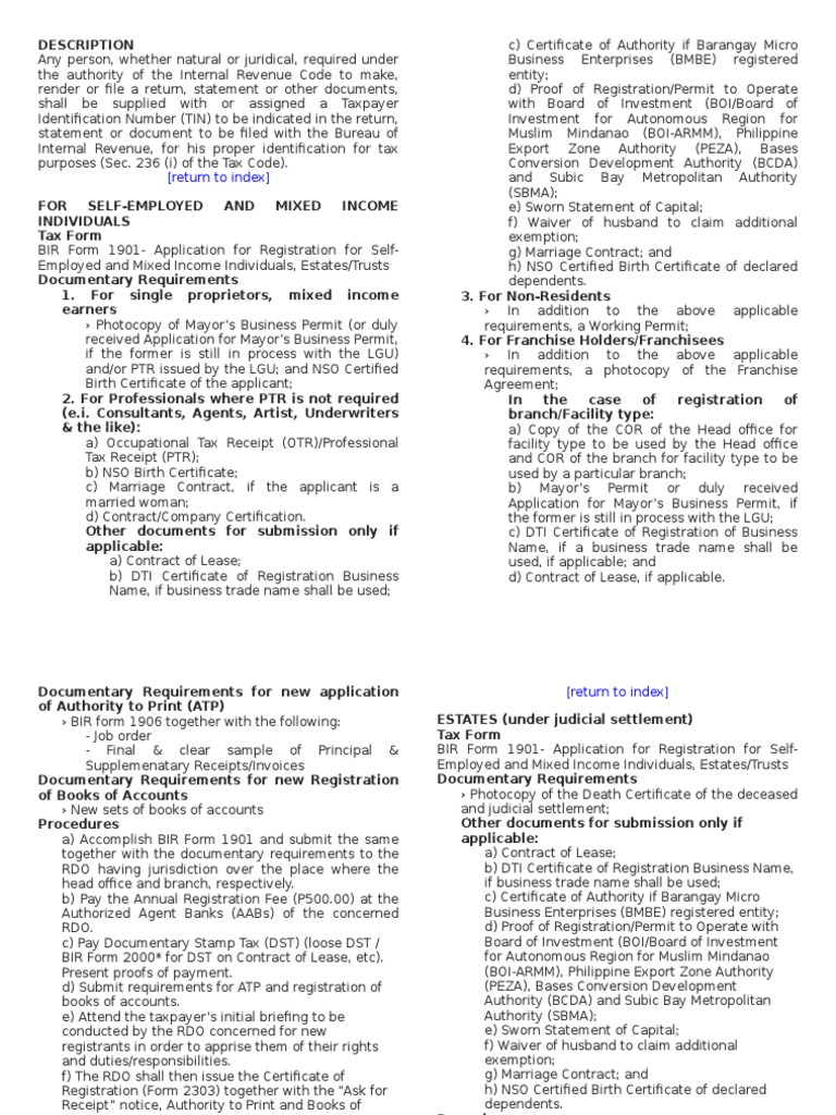Tin Application Identity Document Withholding Tax