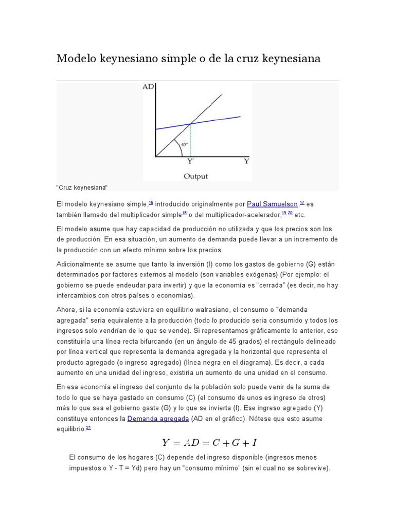 Modelo Keynesiano Simple o de La Cruz Keynesiana | PDF | Economía ...