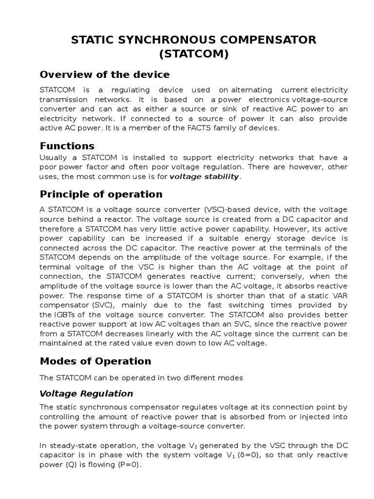 STATCOM | PDF | Manufactured Goods | Electricity