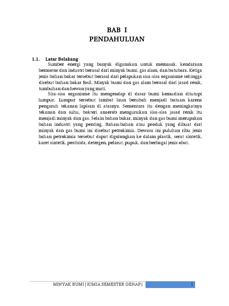 Makalah Kimia Bab Minyak Bumi Kelas 10 Semester 2