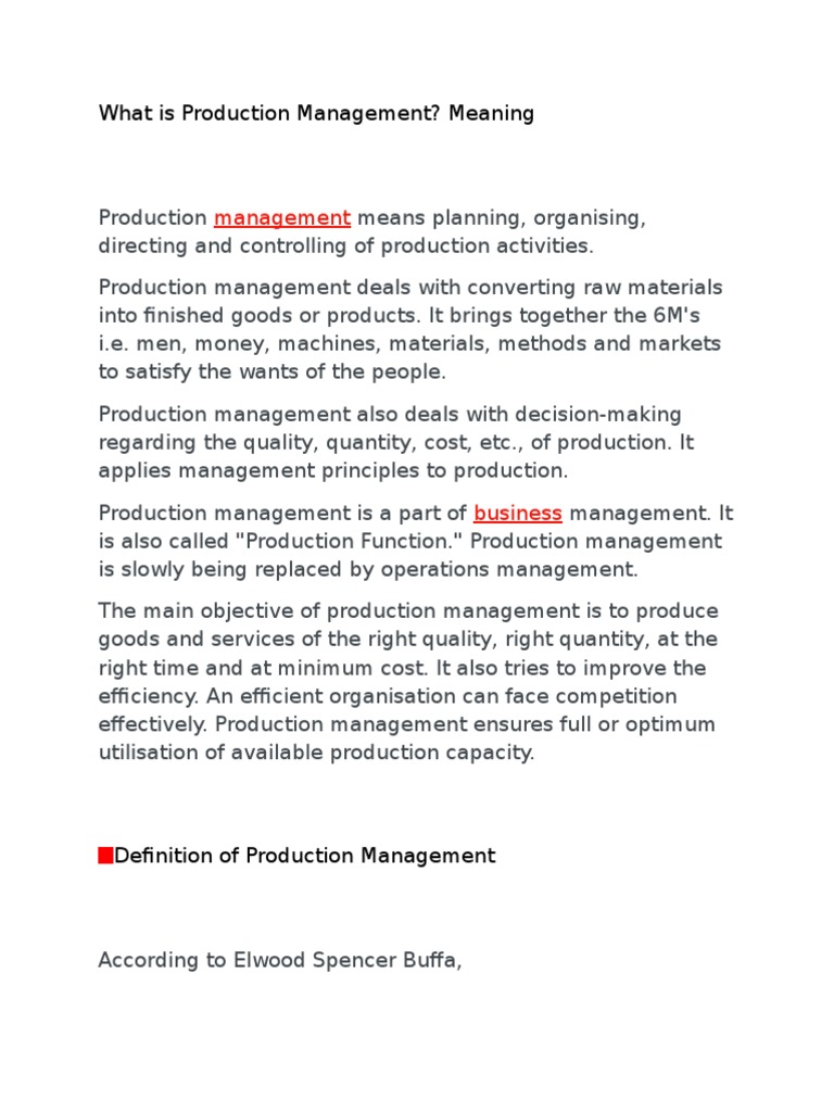 What Is Production Management? Meaning PDF Profit (Accounting) Design