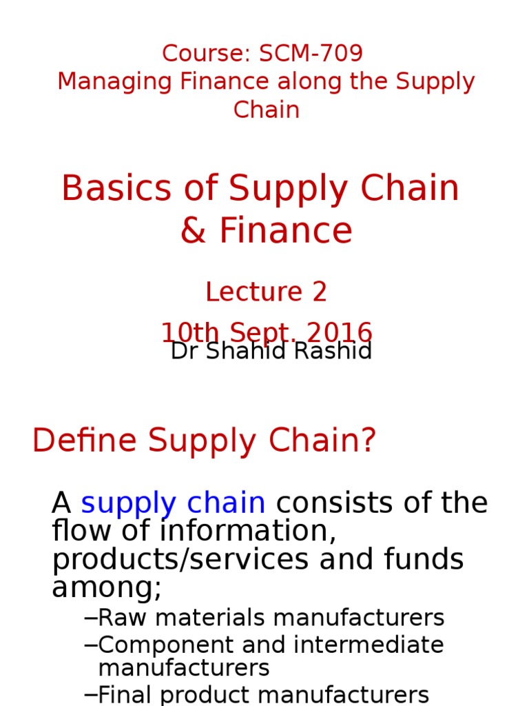 Basics of Supply Chain & Finance PDF Balance Sheet Financial