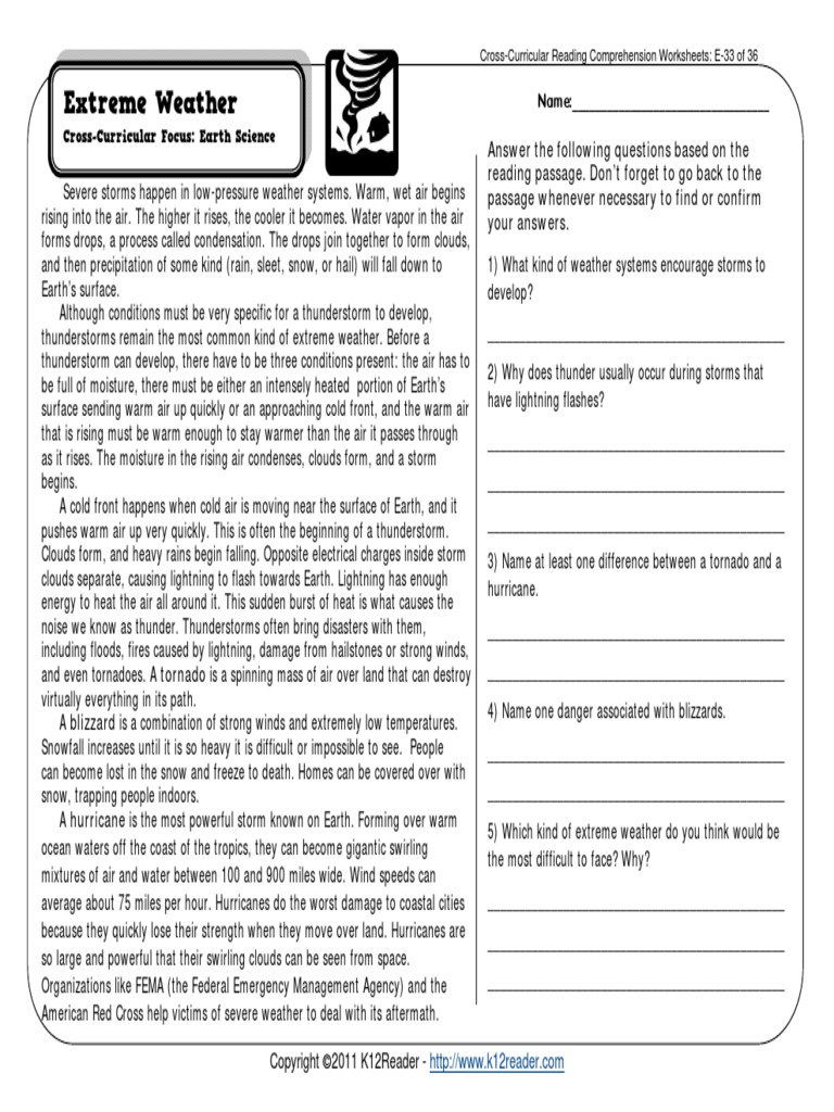 38 Extreme Weather Worksheet Answers - Worksheet Source 2021