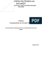 Proiect Componente Şi Circuite Pasive: Facultatea de Electronica, Telecomunicaţiişi Tehnologia Informaţiei