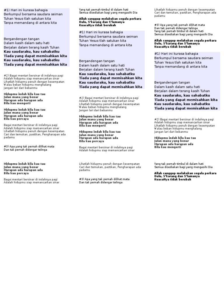Teks Lagu Hari Ini Kurasa Bahagia Berbagai Teks Penting