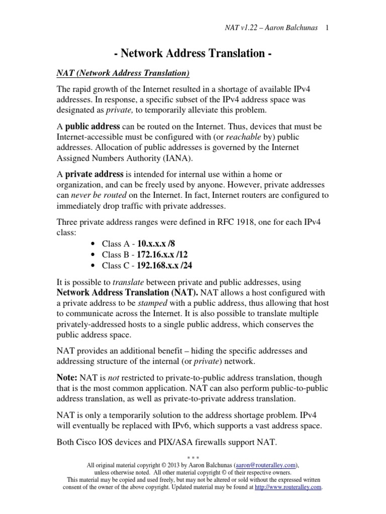 Nat PDF | PDF | Ip Address | Network Architecture