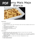 Creamy Mais Maja Blanca: Ingredients