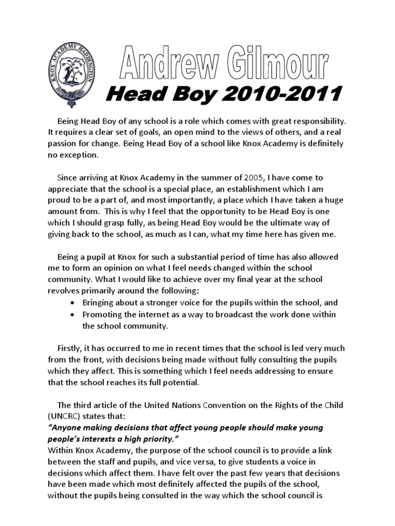 head boy girl application letter