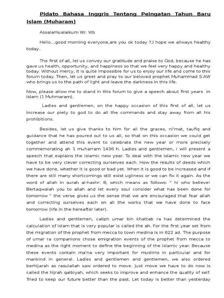 Pidato Bahasa Inggris Tentang Peingatan Tahun Baru Islam.docx