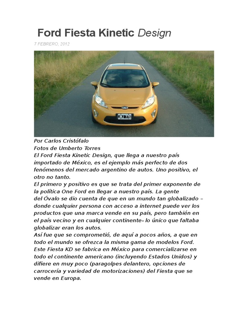 Ford Fiesta Kinetic Design | Descargar gratis PDF | Airbag | Diseños de ...