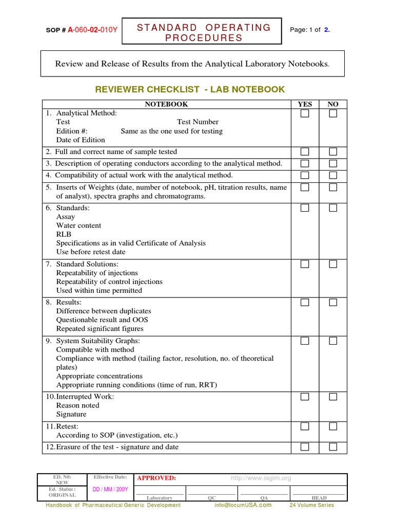 Lab Notebook Review SOP | PDF | Computers