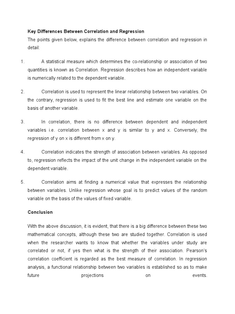 Key Differences Between Correlation and Regression | PDF