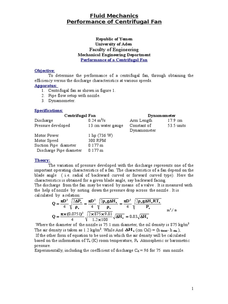 Centrifugal Fan Performance Testing | PDF | Mechanical Fan | Nozzle