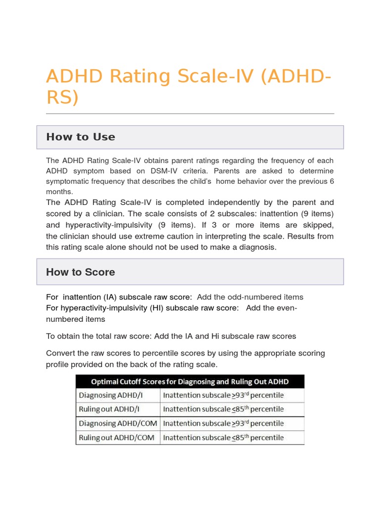 Adhd Rating Scale Scoring