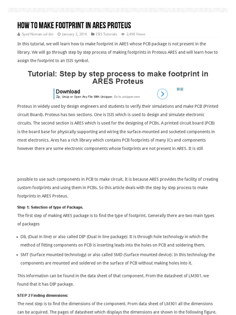 How To Make Footprint in ARES Proteus PDF Printed Circuit Board