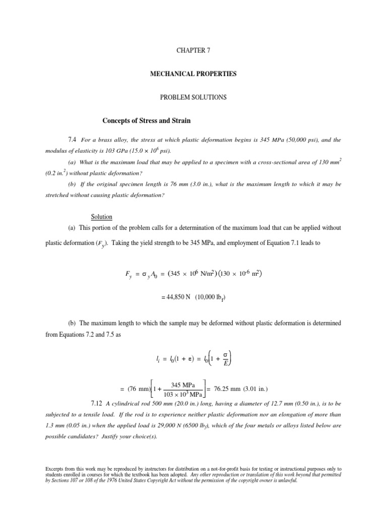 Concepts of Stress and Strain: Mechanical Properties | PDF | Science ...