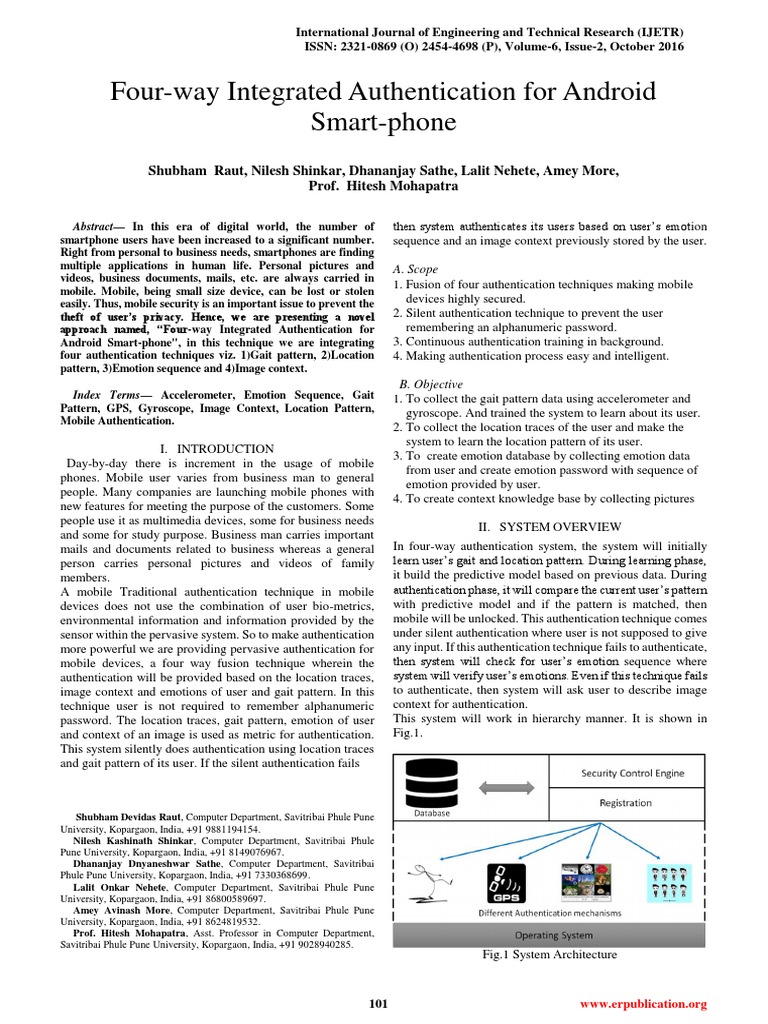 Four-Way Integrated Authentication For Android Smart-Phone Paper | PDF