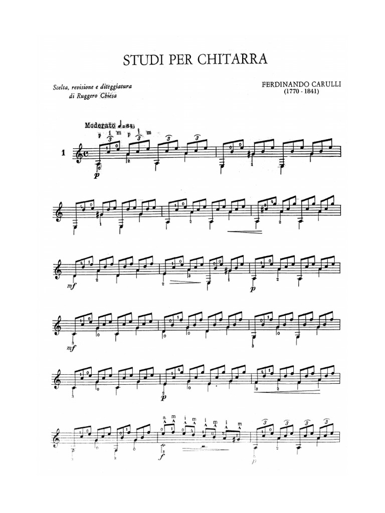 Carulli : Études Et Préludes Choisis Pour Guitare - Recueil + CD Audio