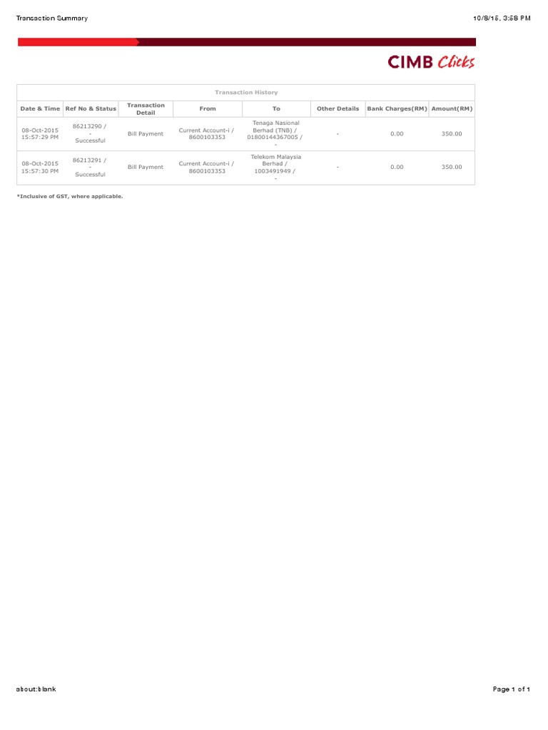 Oct Bills Transaction Summary | PDF | Finance & Money Management