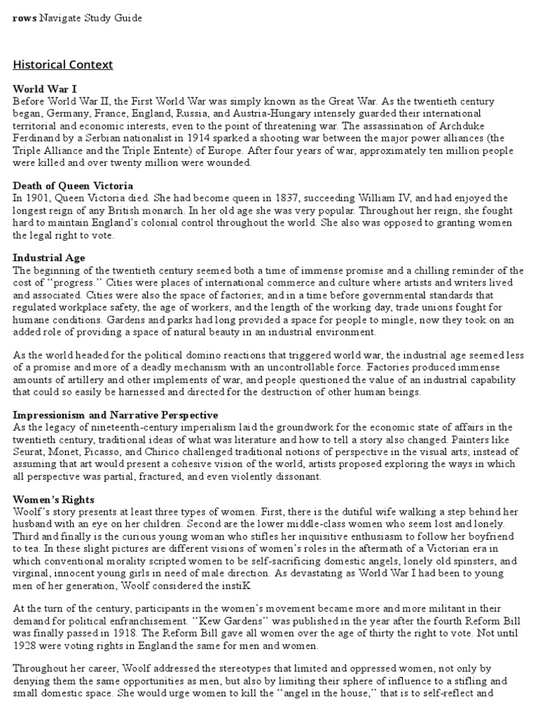 Kew Gardens Analysis Enotes PDF Virginia Woolf Poetry