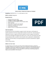 EMC Job Description-Assoc Systems Engineer Analyst