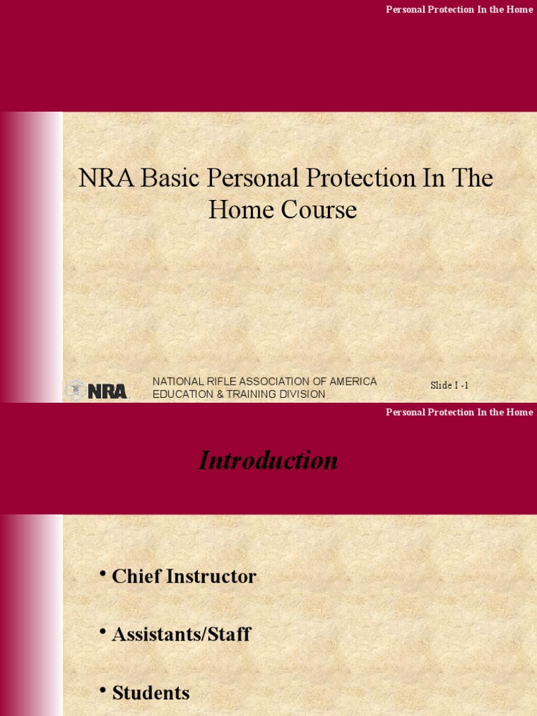 NRA Basic Personal Protection in The Home Course PDF National Rifle
