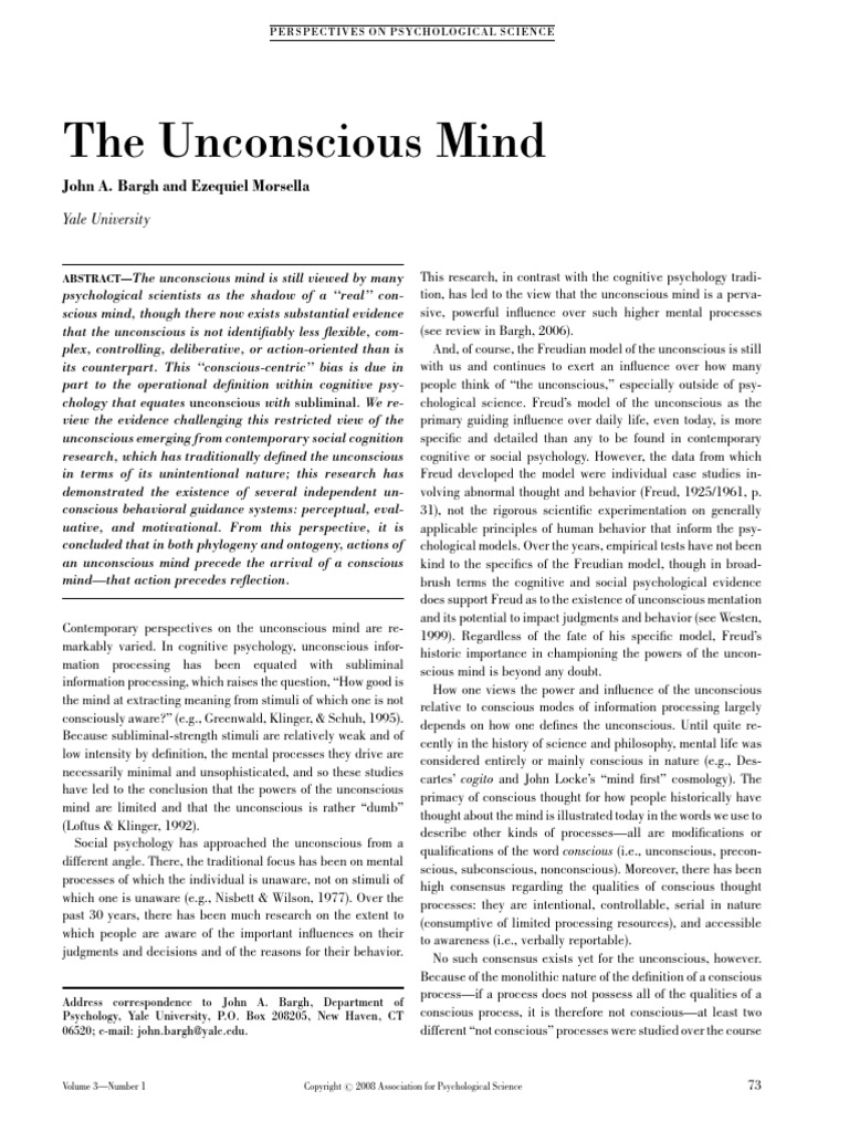 The Unconscious Mind PDF | PDF | Unconscious Mind | Consciousness