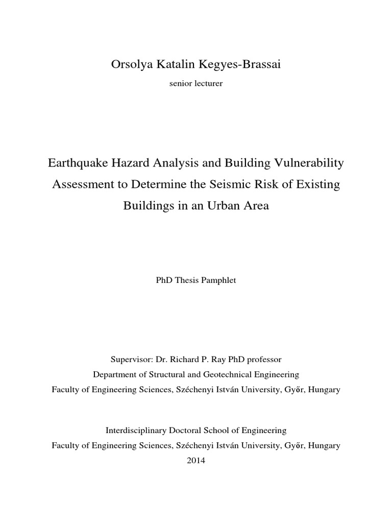 Seismic Risk Assessment in Urban Areas | PDF | Earthquakes | Risk